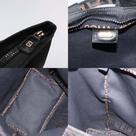 FENDI Hand Bag Nylon Black Gold - Picture 11 of 12